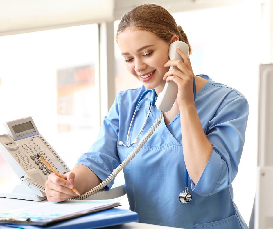 Medi Interim healthcare professional on the phone